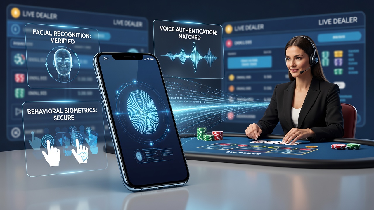 Secure facial recognition scan used for live dealer game entry on a tablet device