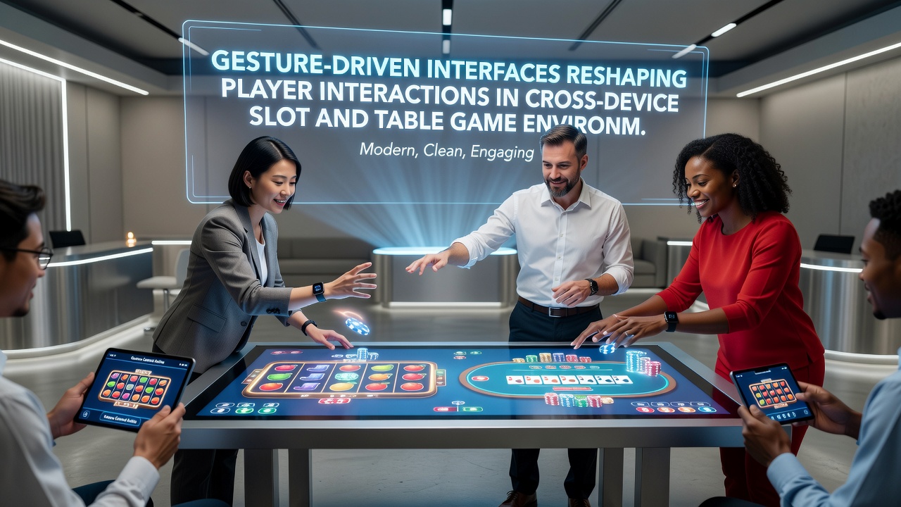 Cross-device setup showing gesture controls applied to live dealer table games on both mobile and desktop displays