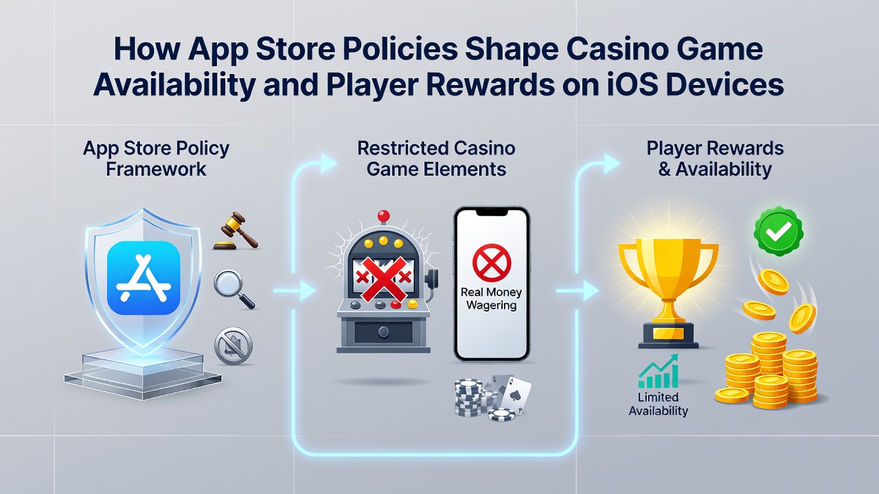 Screenshot of iOS casino app reward screen demonstrating policy-compliant bonus structure