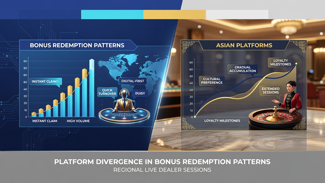 Regional live dealer sessions showing bonus redemption differences by platform